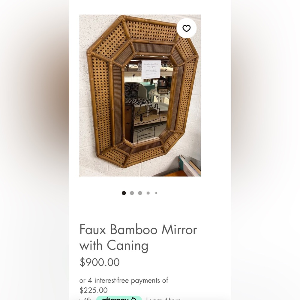 VINTAGE 1970s BURWOOD Faux Bamboo Hexagonal Mirror with canning - Picture 5 of 5